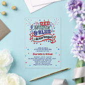 レッドホワイトとブルー私はBBQカップルブライダルシャワー アクリル招待状 (インサイチュ (ウェディング))