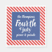 レッドホワイトとブルー7月4日カスタム スタンダードランチョンナプキン (正面)