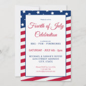 レッドホワイトとブルー7月4日パーティの招待状 招待状 (正面)