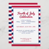 レッドホワイトとブルー7月4日招待状 招待状 (正面/裏面)