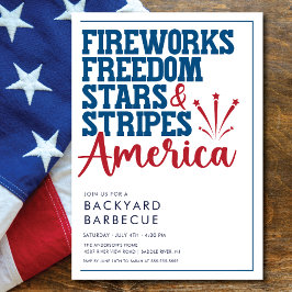 レッドホワイトとブルーBBQパーティの招待状 招待状