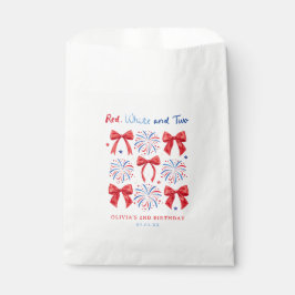 レッドホワイトと2つの7月の女の子2nd誕生日おやつ フェイバーバッグ