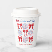 レッドホワイトと2つの7月4日ガール2日パーティー 紙コップ (正面)
