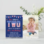 レッドホワイトと2人の少年7月4日誕生日 招待状 (スタンド正面)