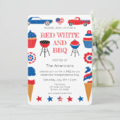 レッドホワイトとBBQ 7月4日招待状 招待状 (スタンド正面)
