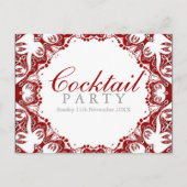 レッドホワイトろうけつ染めスピリットパーティの招待状 インビテーションポストカード (正面)