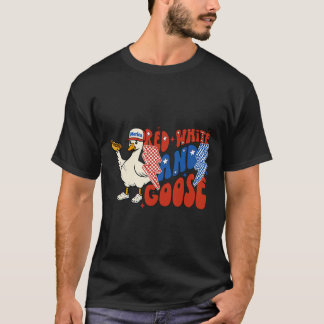レッドホワイトアンドグース 7月4日 アメリカ独立記念日 愛国ガチョウ Tシャツ