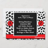 レッドホワイトアンドブラックモノグラムレオパード招待状 招待状 (裏面)