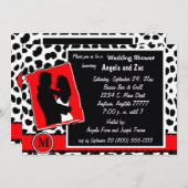 レッドホワイトアンドブラックモノグラムレオパード招待状 招待状 (正面/裏面)