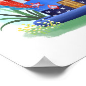 レッドホワイトアンドブルーハットハウスアートプリント ポスター (角)