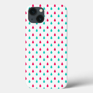 レッドホワイトアンドブルーレインドロップデザイン iPhone 13ケース