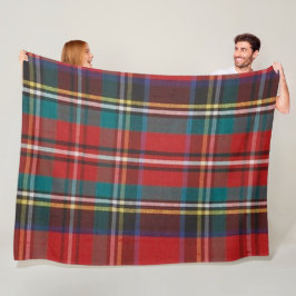レッドホワイトイエローグリーンタータンチェック格子縞 フリースブランケット