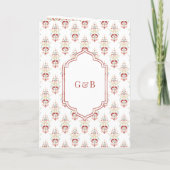 レッドホワイトイカットオールインワンアナンドKarajシーク結婚ズ 招待状 (裏面)