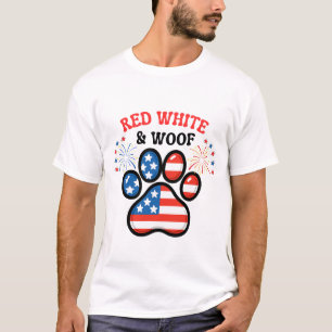 レッドホワイトウーフドファースト4th 7月ユーモア tシャツ
