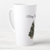 レッドホワイトオーナメントクリスマスツリー カフェラテマグ (左アングル)