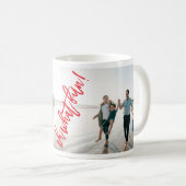 レッドホワイトオーワットおもしろいクリスマスホリデーフォト コーヒーマグカップ (正面右)