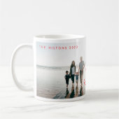 レッドホワイトオーワットおもしろいクリスマスホリデーフォト コーヒーマグカップ (左)