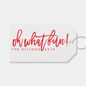 レッドホワイトオーwhatおもしろいクリスマス ギフトタグ (正面(横))