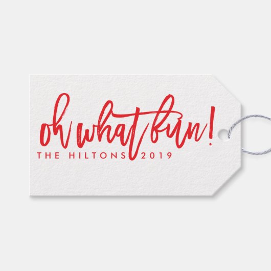 レッドホワイトオーwhatおもしろいクリスマス ギフトタグ (正面(横))