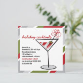 レッドホワイトカクテルマルティニホリデーパーティー招待状 招待状 (スタンド正面)