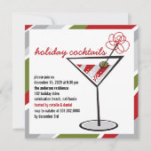 レッドホワイトカクテルマルティニホリデーパーティー招待状 招待状 (正面)