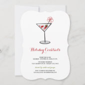 レッドホワイトカクテルマルティニモダンホリデーパーティー 招待状 (正面)