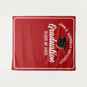 レッドホワイトカスタム2025卒業パーティー写真ブース タペストリー (正面(横))