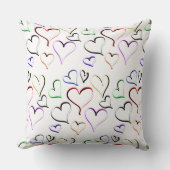 レッドホワイトカラフルレインボーハート クッション (正面)