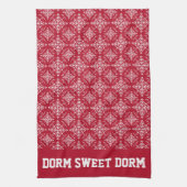 レッドホワイトカレッジチームカッコいいおもしろいドームスクール キッチンタオル (縦)