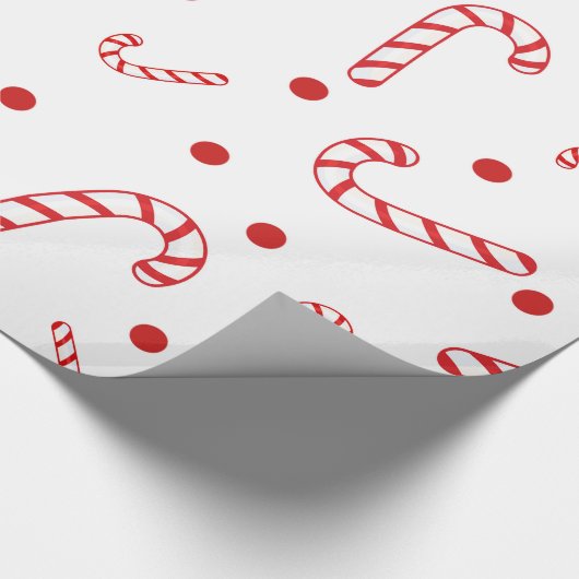 レッドホワイトキャンディカネスクリスマスホリデー水玉模様 ラッピングペーパー (角)