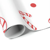 レッドホワイトキャンディカネスクリスマスホリデー水玉模様 ラッピングペーパー (ロールコーナー)