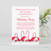 レッドホワイトキャンディキャンヌスノボールクリスマスパーティー 招待状 (スタンド正面)