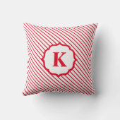 レッドホワイトキャンディーケインストライプモノグラムクリスマス クッション (裏面)