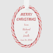 レッドホワイトキャンディーケーンフレーム写真テンプレート オーナメント (裏面)