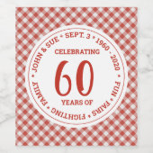 レッドホワイトギンガムチェックパターンあなたのカスタム文字 ワインラベル (シングルラベル)