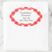 レッドホワイトギンガムプレイドカスタム缶詰シール 楕円形シール (バッグ)