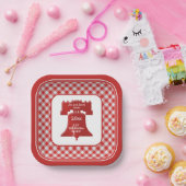 レッドホワイトギンガムリバティーベルレットフリーダムリングや輪 ペーパープレート (パーティー)