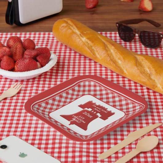 レッドホワイトギンガムリバティーベルレットフリーダムリングや輪 ペーパープレート (ピクニック)