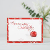 レッドホワイトクリスマスお祝いRSVPカード 招待状 (スタンド正面)