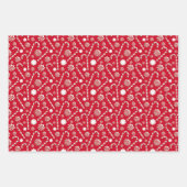 レッドホワイトクリスマスキャンディキャンズホリデー ラッピングペーパーシート (正面3)