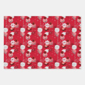 レッドホワイトクリスマスキャンドルオーナメントバラホリデー ラッピングペーパーシート (正面3)