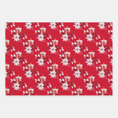 レッドホワイトクリスマスキャンドルオーナメントバラホリデー ラッピングペーパーシート (正面)