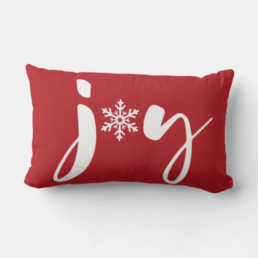 レッドホワイトクリスマスジョイスノーフレーク冬の休日 ランバークッション (裏面)