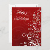 レッドホワイトクリスマスツリーコーポラルホリデーカード シーズンポストカード (正面/裏面)