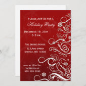 レッドホワイトクリスマスツリーホリデーパーティー招待状 招待状 (正面/裏面)