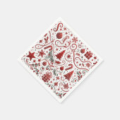 レッドホワイトクリスマスナプキン スタンダードカクテルナプキン (角)