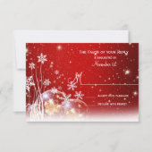 レッドホワイトクリスマスホリデーウェディングRSVPカード 出欠カード (正面)