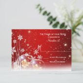 レッドホワイトクリスマスホリデーウェディングRSVPカード 出欠カード (スタンド正面)