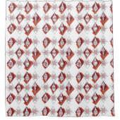 レッドホワイトクリスマスホリデースノーフレークスパターン シャワーカーテン (正面)