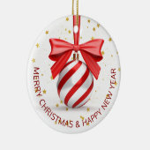 レッドホワイトクリスマスボーブルホリデー セラミックオーナメント (右)